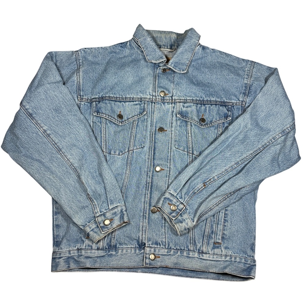 VTG Y2K Wrangler Hero Mens Light Wash Denim Trucker Jacket Size L 21153 Cotton